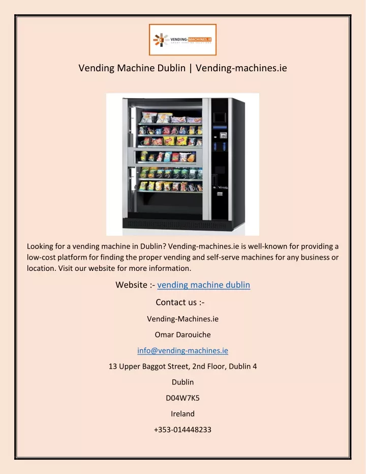 vending machine dublin vending machines ie