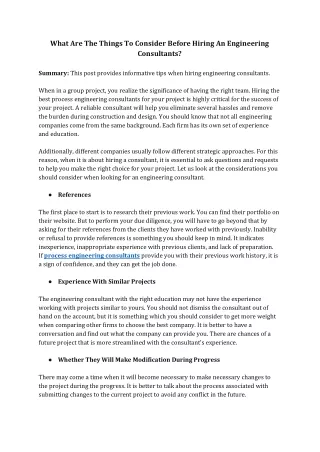 what are the things to consider before hiring