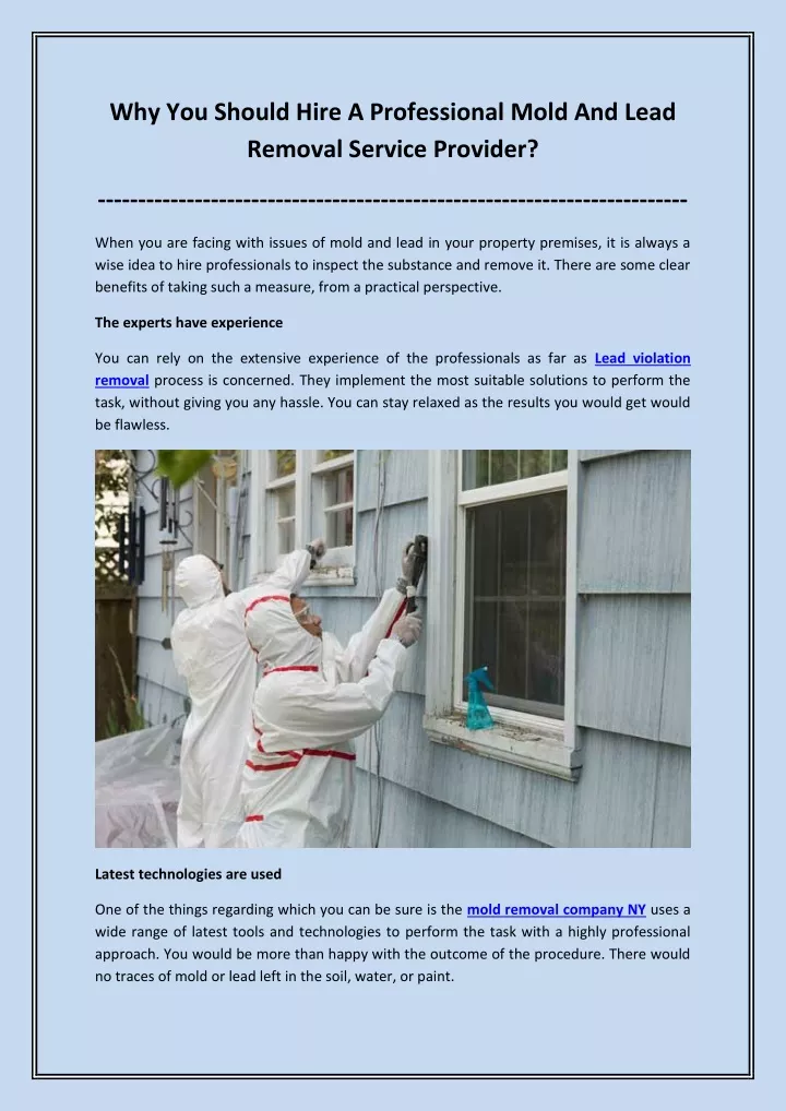 why you should hire a professional mold and lead