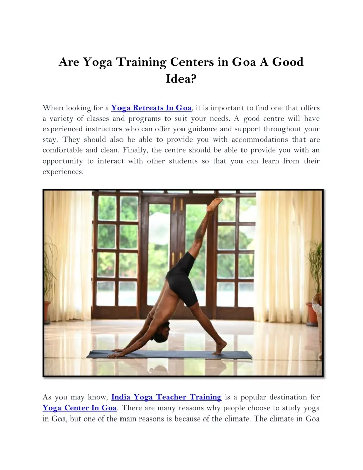 are yoga training centers in goa a good idea