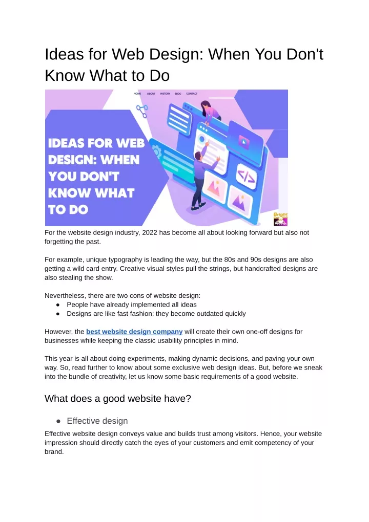 ideas for web design when you don t know what