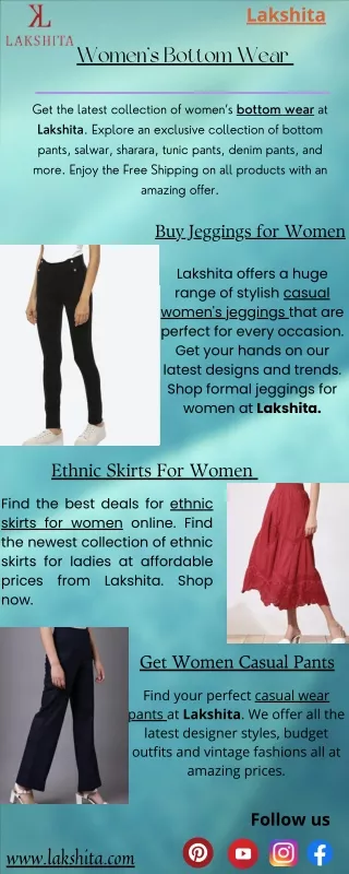 Buy Women Bottom Wear At Lakshita