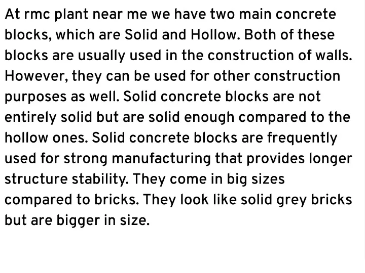 at rmc plant near me we have two main concrete