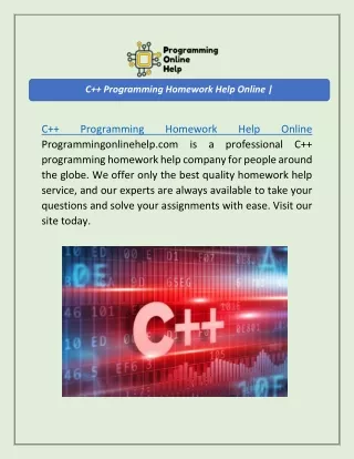 C   Programming Homework Help Online | Programmingonlinehelp.com