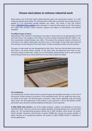 Choose steel plates to enhance industrial work