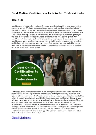 best online certification to join