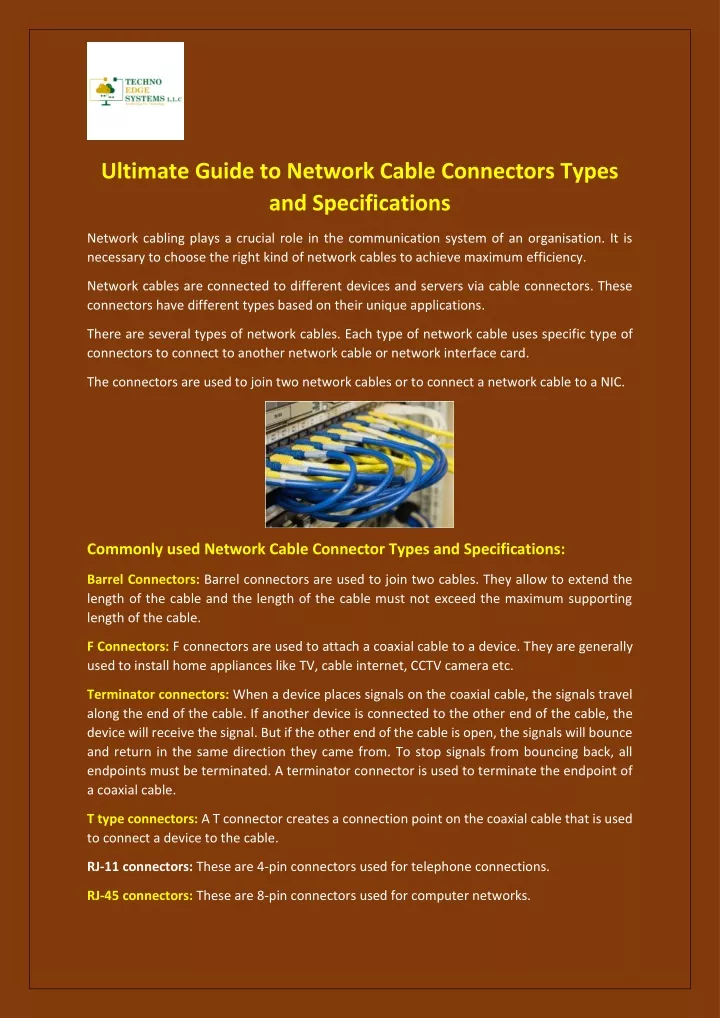 ultimate guide to network cable connectors types