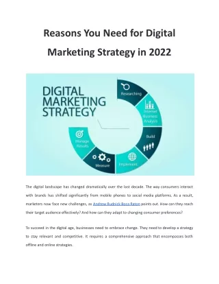 Reasons You Need for Digital Marketing Strategy in 2022