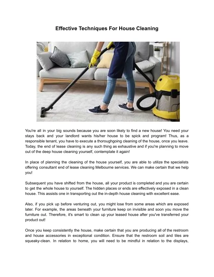 effective techniques for house cleaning