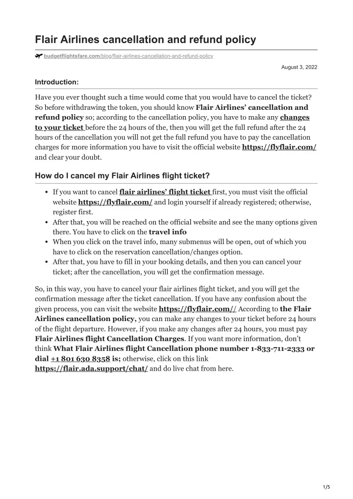PPT Flair Airlines cancellation and refund policy PowerPoint Presentation ID11552949
