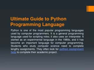 ultimate guide to python programming language