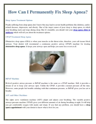 how can i permanently fix sleep apnea