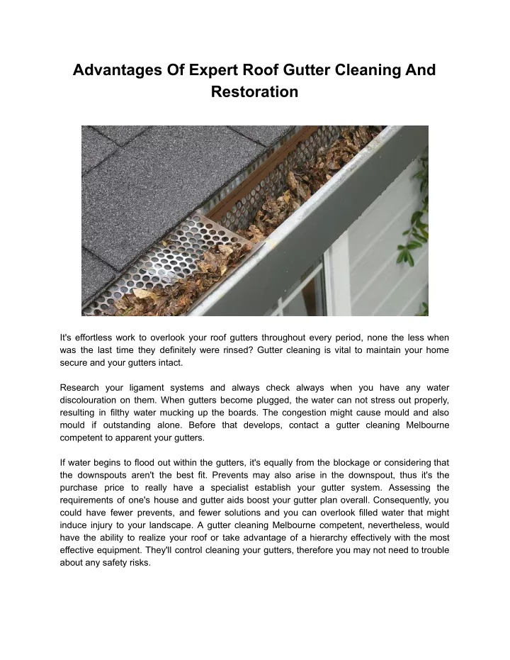 advantages of expert roof gutter cleaning