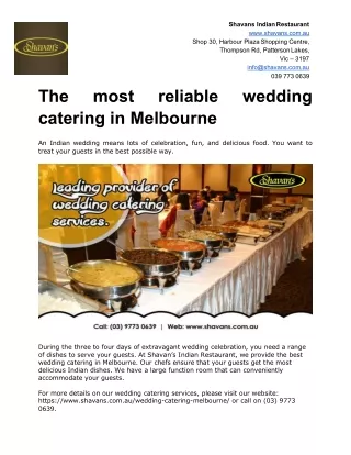 The most reliable wedding catering in Melbourne