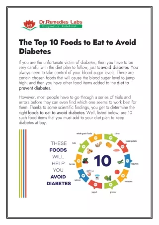 The Top 10 Foods to Eat to Avoid Diabetes
