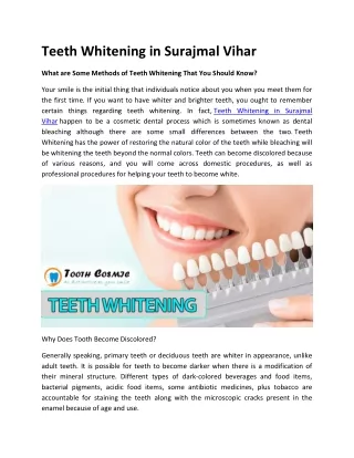 Teeth Whitening in Surajmal Vihar