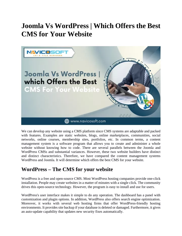joomla vs wordpress which offers the best