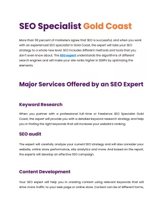 SEO Specialist Gold Coast