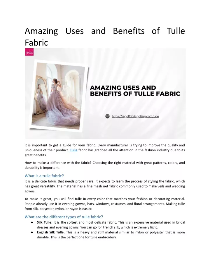 amazing uses and benefits of tulle fabric