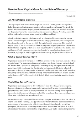 what is the capital gain tax on sale of property