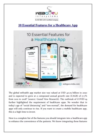 10 essential features for a healthcare app