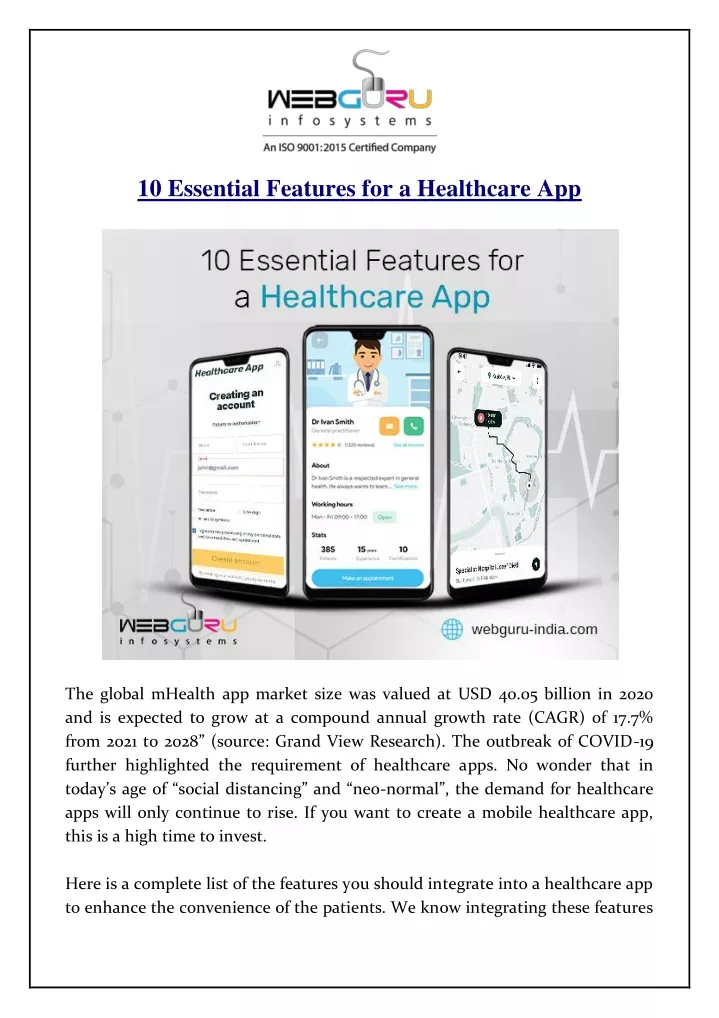 10 essential features for a healthcare app