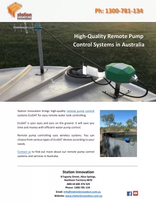 High-Quality Remote Pump Control Systems in Australia