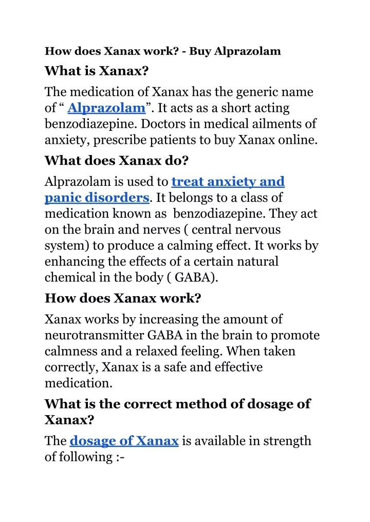 how does xanax work buy alprazolam what is xanax