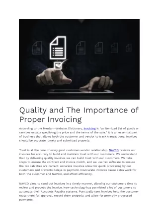 quality and the importance of proper invoicing
