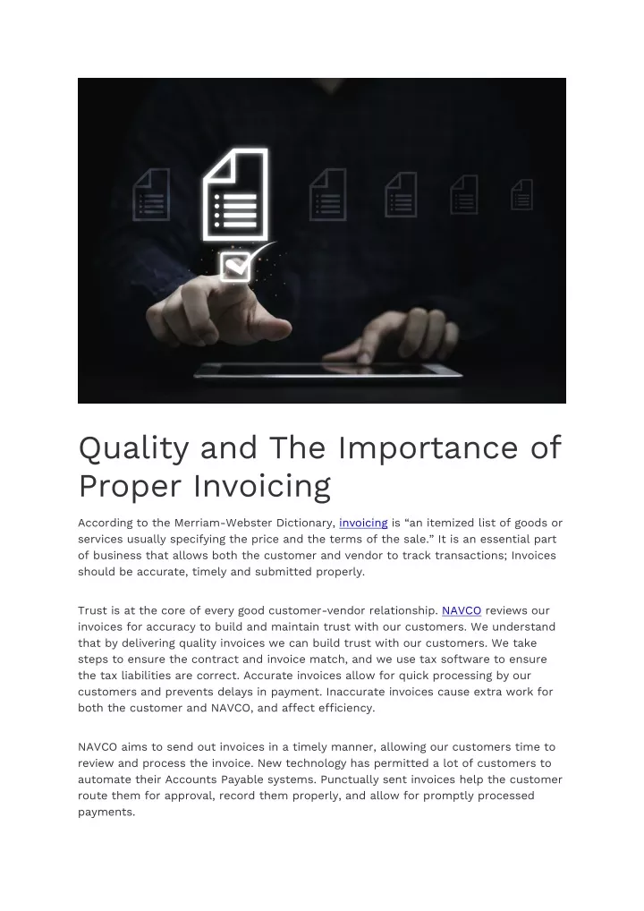 quality and the importance of proper invoicing