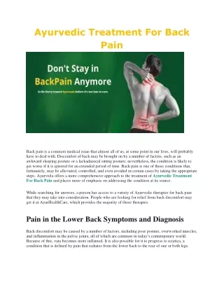 Ayurvedic Treatment For Back Pain