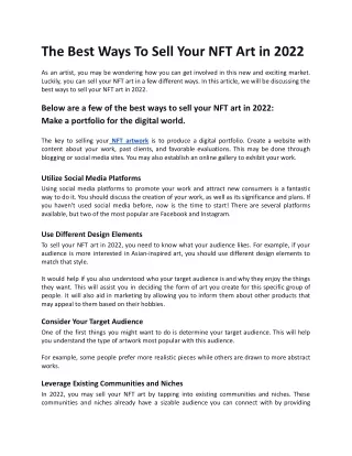 The Best Ways To Sell Your NFT Art in 2022