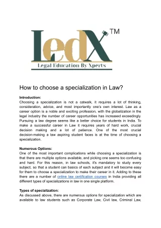 How to choose a specialization in Law