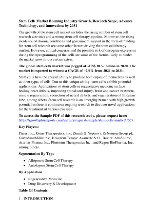 stem cells market booming industry growth