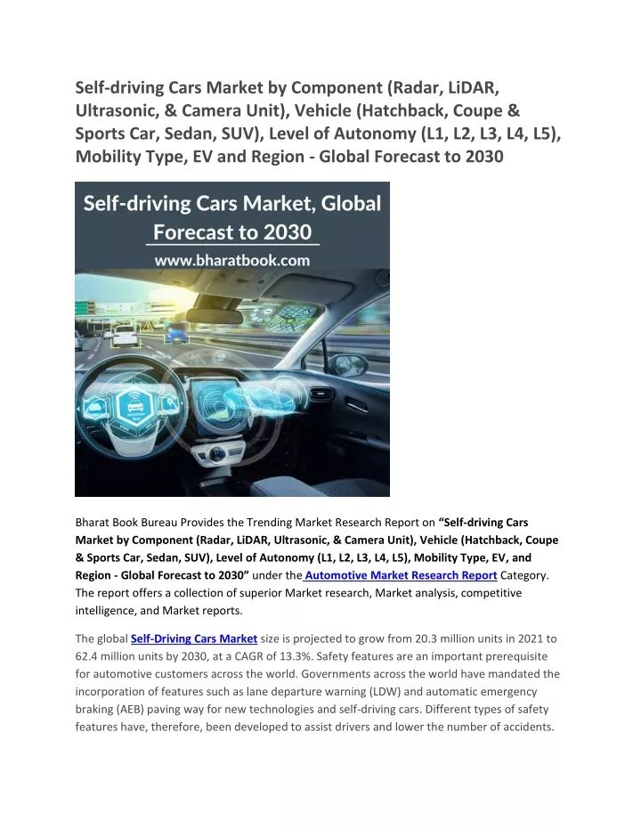 self driving cars market by component radar lidar