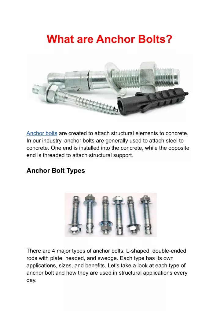 what are anchor bolts