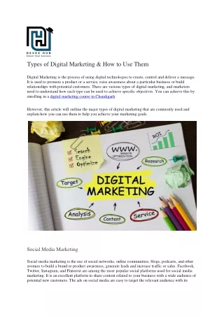 types of digital marketing how to use them