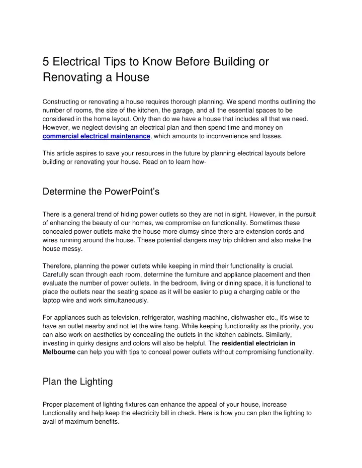 5 electrical tips to know before building