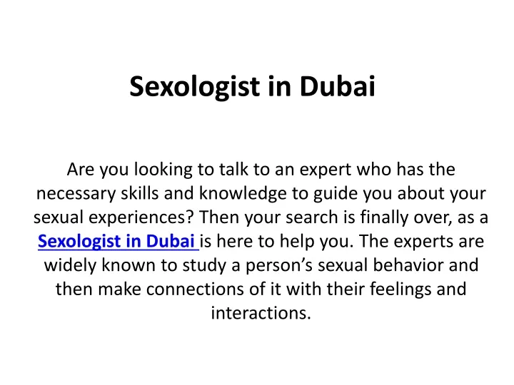 sexologist in dubai