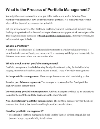 What is the Process of Portfolio Management