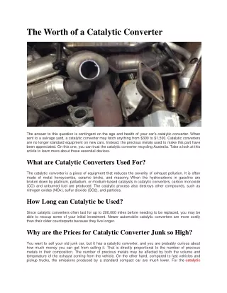 The Worth of a Catalytic Converter