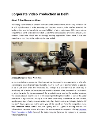 Corporate Video Production in Delhi