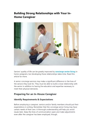building strong relationships with your in home