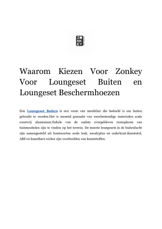 Waarom Kiezen Voor Zonkey Voor Loungeset Buiten en Loungeset Beschermhoezen