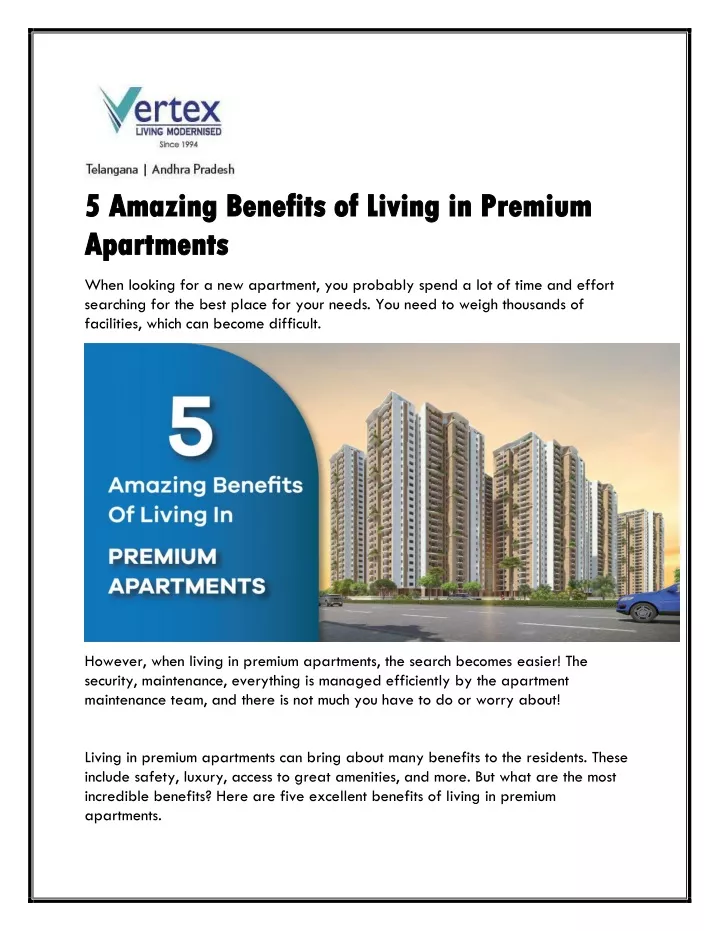 5 amazing benefits of living in premium 5 amazing