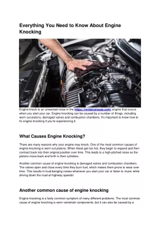 Everything You Need to Know About Engine Knocking