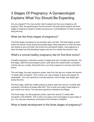 3 Stages Of Pregnancy A Gynaecologist Explains What You Should Be Expecting