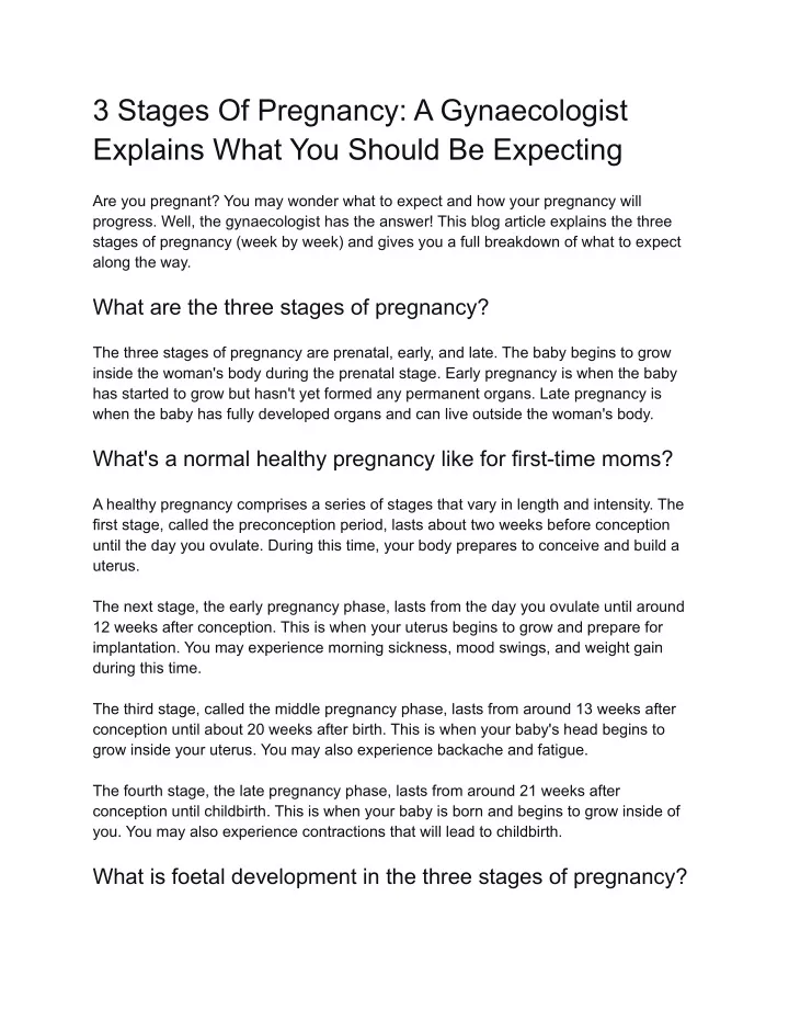 Ppt 3 Stages Of Pregnancy A Gynaecologist Explains What You Should Be