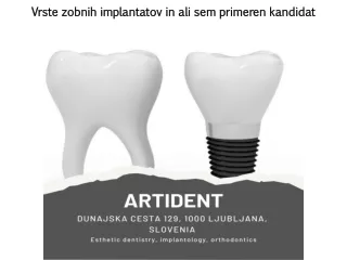 vrste zobnih implantatov in ali sem primeren
