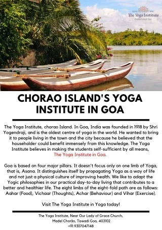 Chorao Island's Yoga Institute in Goa